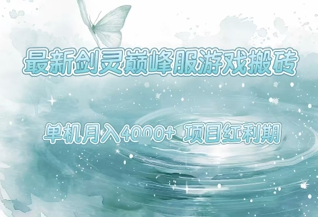 最新剑灵巅峰服游戏搬砖，项目红利期，单机稳定月入4k+操作简单好上手【揭秘】-网赚资源网