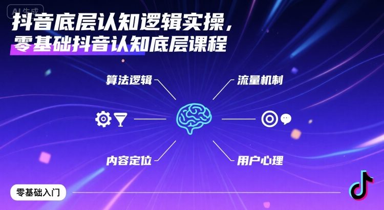 抖音底层认知逻辑实操，零基础抖音认知底层课程-网赚资源网