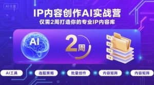 IP内容创作AI实战营，仅需2周打造你的专业IP内容库-网赚资源网