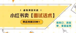 小红书虚拟项目掘金,卖面试话术资料,单店纯利20W+(附爆款笔记制作方法)-网赚资源网