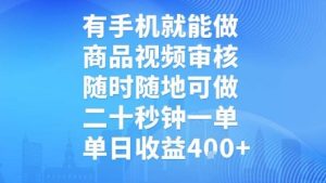 有手机就能做，商品视频审核，随时随地可做，二十秒钟一单，单日收益【揭秘】-网赚资源网