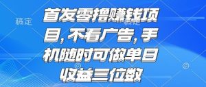 首发零撸挣钱项目 不看广告 手机随时可做 单日收益三位数【揭秘】-网赚资源网