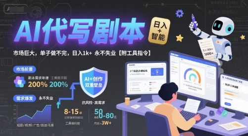 AI代写剧本，市场巨大，单子做不完，日入1k+ 永不失业【附工具指令】-网赚资源网