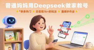 普通妈妈用Deepseek做家教号,条条热门,日变现1k+的玩法,直接抄作业-网赚资源网