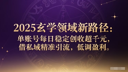 2025玄学领域新路径：单账号每日稳定创收1k+，借私域精准引流，低调盈利-网赚资源网