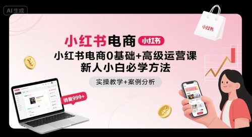 小红书电商0基础+高级运营课，新人小白必学方法，实操教学+案例分析-网赚资源网
