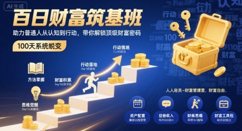 百日财富筑基班，助力普通人从认知到行动，带你解锁顶级财富密码-网赚资源网