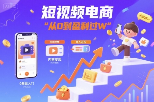 短视频电商：短视频变现从0到盈利过W-网赚资源网