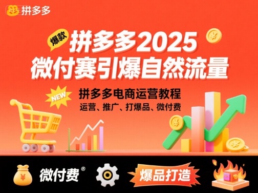 拼多多2025微付赛引爆自然流量，拼多多电商运营教程，运营、推广、打爆品、微付费-网赚资源网