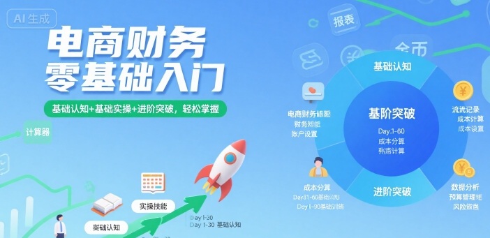 电商财务零基础入门，基础认知+基础实操+进阶突破，轻松掌握-网赚资源网