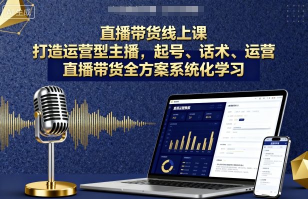 直播带货线上课，打造运营型主播，起号、话术、运营，直播带货全方案系统化学习-网赚资源网