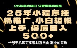 微信小程序挂G推广,解放双手,保底日入5张【揭秘】-网赚资源网