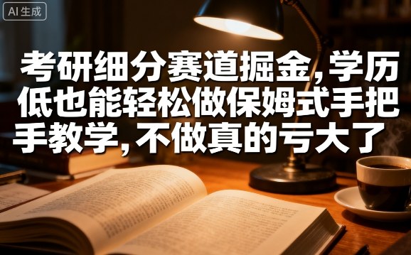 考研细分赛道掘金，日入1k+，学历低也能轻松做保姆式手把手教学，不做真的亏大了【揭秘】-网赚资源网