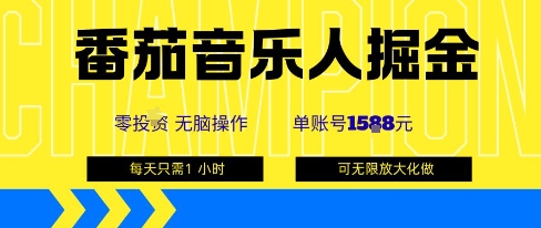 番茄音乐人掘金，单账号最高可撸1k+，可无限矩阵去做，零投入-网赚资源网