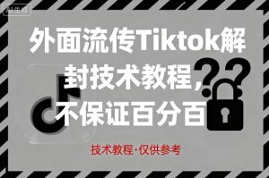 外面流传Tiktok解封技术教程,不保证百分百,具体自测-网赚资源网