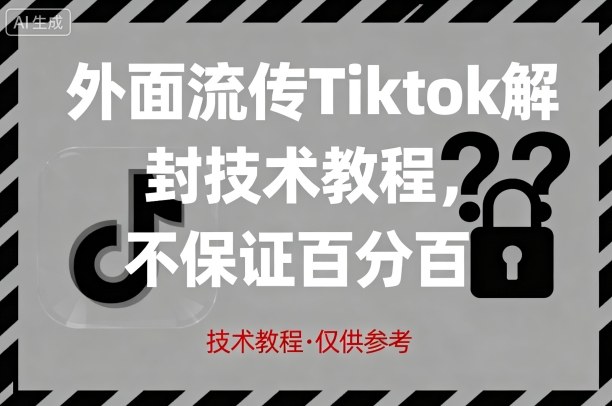 外面流传Tiktok解封技术教程，不保证百分百，具体自测-网赚资源网