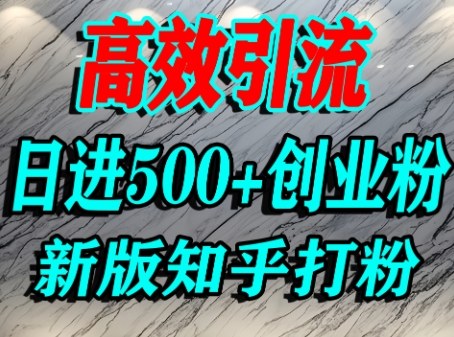 怎么打创业粉，知乎超高权重流量平台，打粉引流，日进500+精准创业粉不是问题-网赚资源网