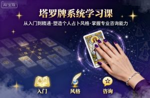 塔罗牌系统学习课,助你从入门到精通,塑造个人占卜风格,掌握专业咨询能力-网赚资源网