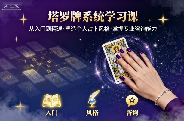 塔罗牌系统学习课，助你从入门到精通，塑造个人占卜风格，掌握专业咨询能力-网赚资源网