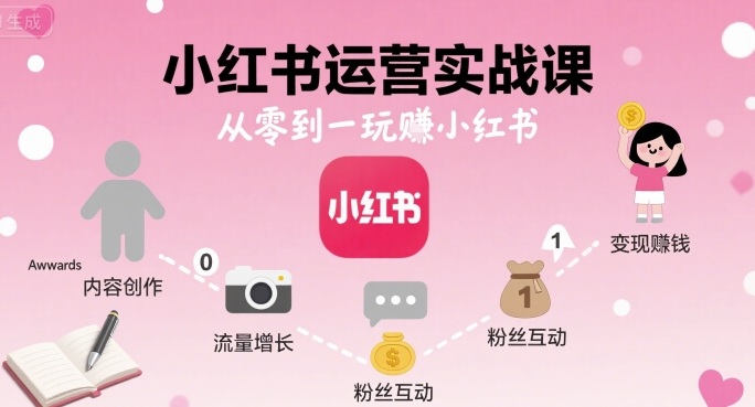 小红书运营实战课，从零到一玩賺小红书-网赚资源网
