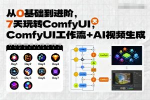 从0基础到进阶,7天玩转ComfyUI,Comfyui工作流+AI视频生成-网赚资源网