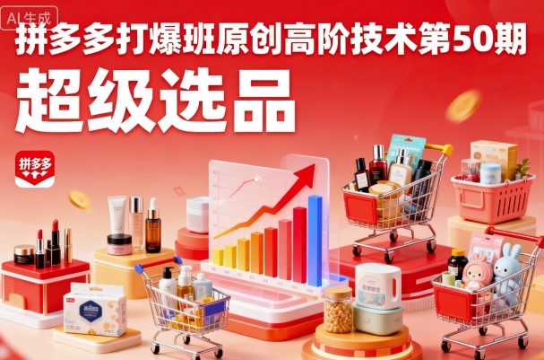 拼多多打爆班原创高阶技术第50期，超级选品-网赚资源网