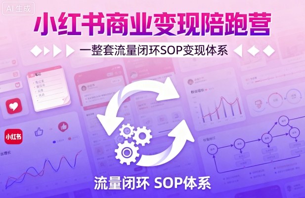 小红书商业变现陪跑营，轻IP矩阵 私域获客 聚光投流，一整套流量闭环SOP变现体系-网赚资源网