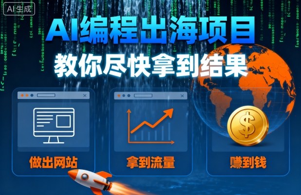AI编程出海项目，教你尽快拿到结果-做出网站、拿到流量、賺到钱-网赚资源网