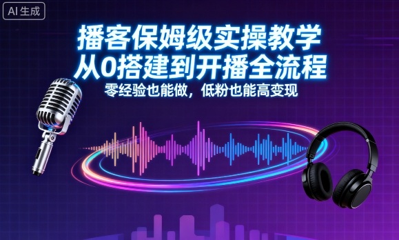 播客保姆级实操教学，从0搭建到开播全流程，零经验也能做，低粉也能高变现-网赚资源网