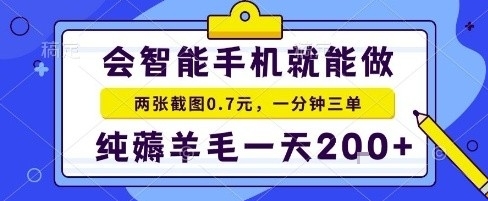 手机项目，二十秒一单，纯薅羊毛一天2张+做就有【揭秘】-网赚资源网