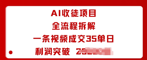 AI收徒项目全流程拆解一条视频成交35单日利润突破1k+-网赚资源网