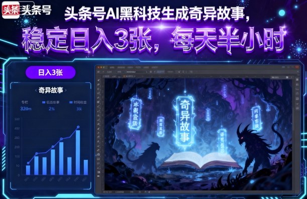 头条号AI黑科技生成奇异故事，稳定日入3张，每天半小时-网赚资源网