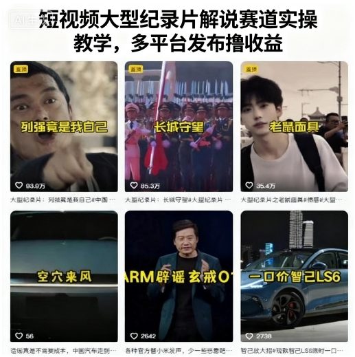短视频大型纪录片解说赛道实操教学，多平台发布撸收益-网赚资源网