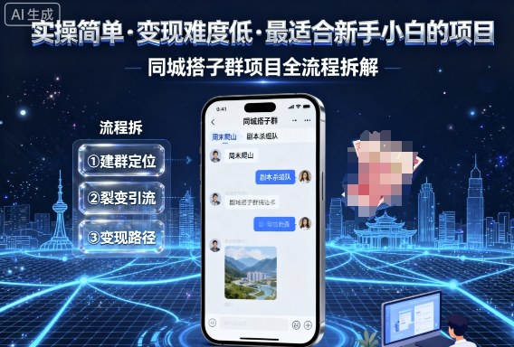 实操简单，变现难度低，最适合新手小白做的项目，每天轻松收入3张，同城搭子群项目全流程拆解-网赚资源网
