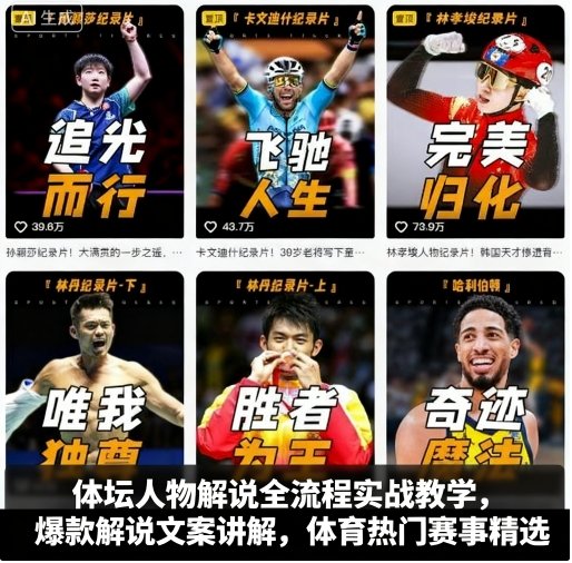 体坛人物解说全流程实战教学，爆款解说文案讲解，体育热门赛事精选-网赚资源网