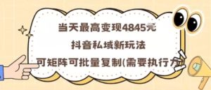 当天最高变现1k+，抖音私域新玩法，可矩阵可批量复制 - 网赚资源网-网赚资源网