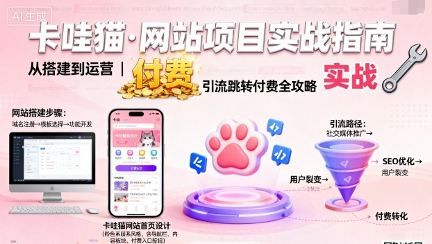 卡哇猫·网站项目，网站搭建与运营以及引流跳转付费-网赚资源网