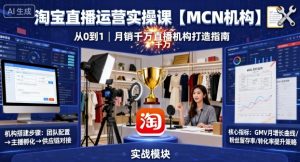 淘宝直播运营实操课【MCN机构】,从0到1做一家月销千W的直播机构-网赚资源网