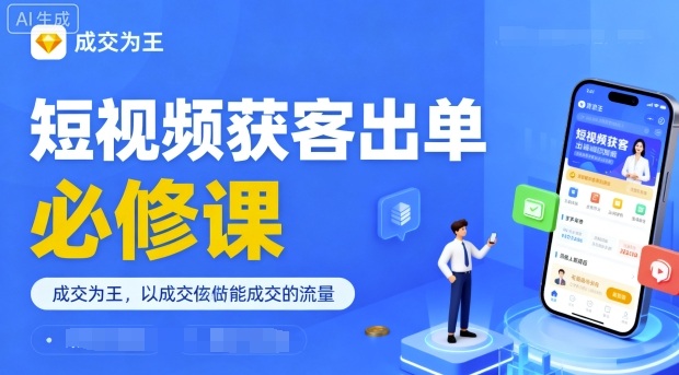 短视频获客出单必修课，成交为王，以成交为导向，直接做能成交的流量-网赚资源网