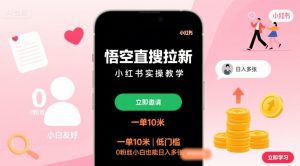 悟空直搜拉新小红书实操教学,一单10米,低门槛,0粉丝小白也能日入多张-网赚资源网