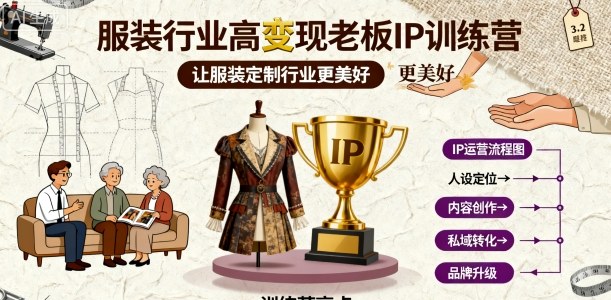 服装行业高变现老板IP训练营，让服装定制行业更美好-网赚资源网