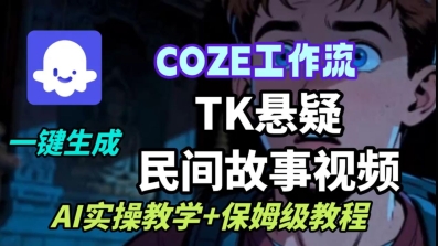 Coze扣子工作流一键生成TK悬疑民间故事视频，AI实操教学+保姆级教程 - 网赚资源网-网赚资源网