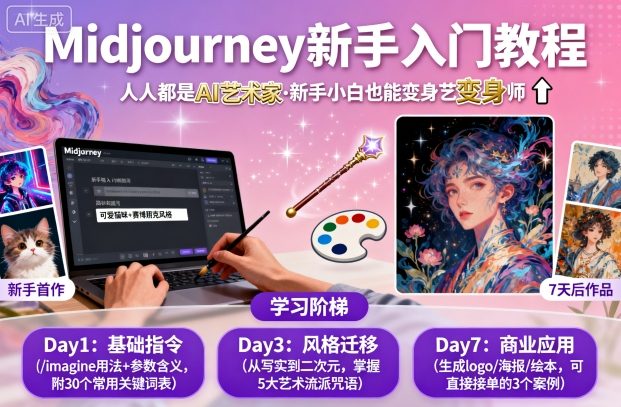 midjourney新手入门教程：人人都是AI艺术家，新手小白也能变身艺术大师 - 网赚资源网-网赚资源网