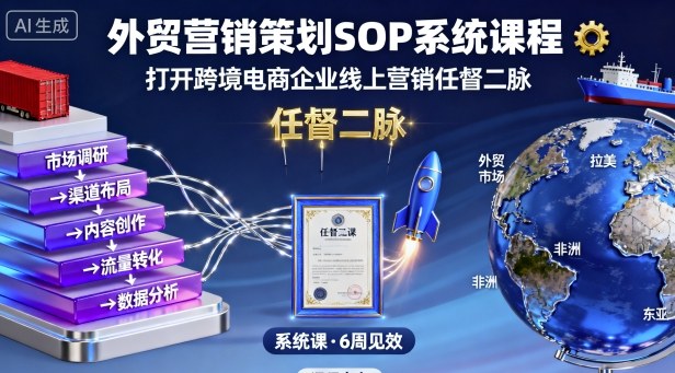 外贸营销策划SOP系统课程，打开跨境电商企业线上营销任督二脉 - 网赚资源网-网赚资源网