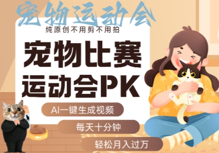 AI一键生成宠物比赛运动会PK视频，纯原创不用剪不用拍，每天十分钟，轻松月入过1W+-网赚资源网
