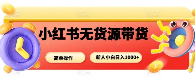 小红书无货源带货项目，简单无脑，新人小白日入多张 - 网赚资源网-网赚资源网