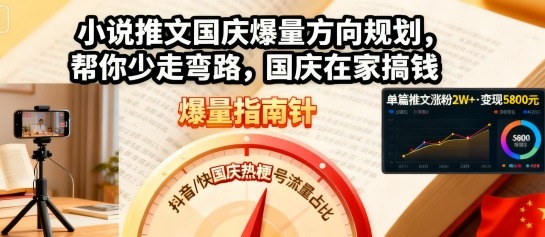 小说推文国庆爆量方向规划，帮你少走弯路，国庆在家搞钱 - 网赚资源网-网赚资源网