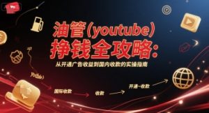 油管(youtube)挣钱全攻略:从开通广告收益到国内收款的实操指南(更新)-网赚资源网