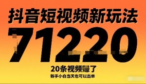 抖音短视频新玩法，20条视频挣了1w+，新手小白当天也可以出单 - 网赚资源网-网赚资源网