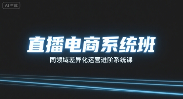 直播电商系统班，同领域差异化运营进阶系统课-网赚资源网